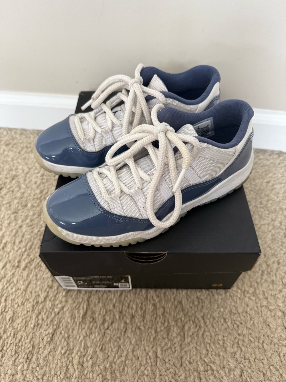 Jordan Kids Low-Top Sneakers in Navy and White